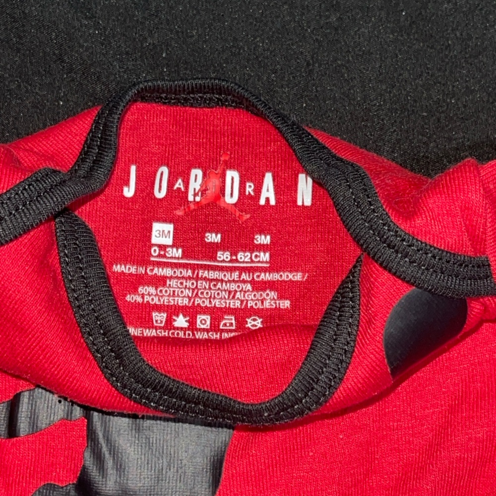 Jordan Red and Black Kids Bodysuit - Picture 2 of 2
